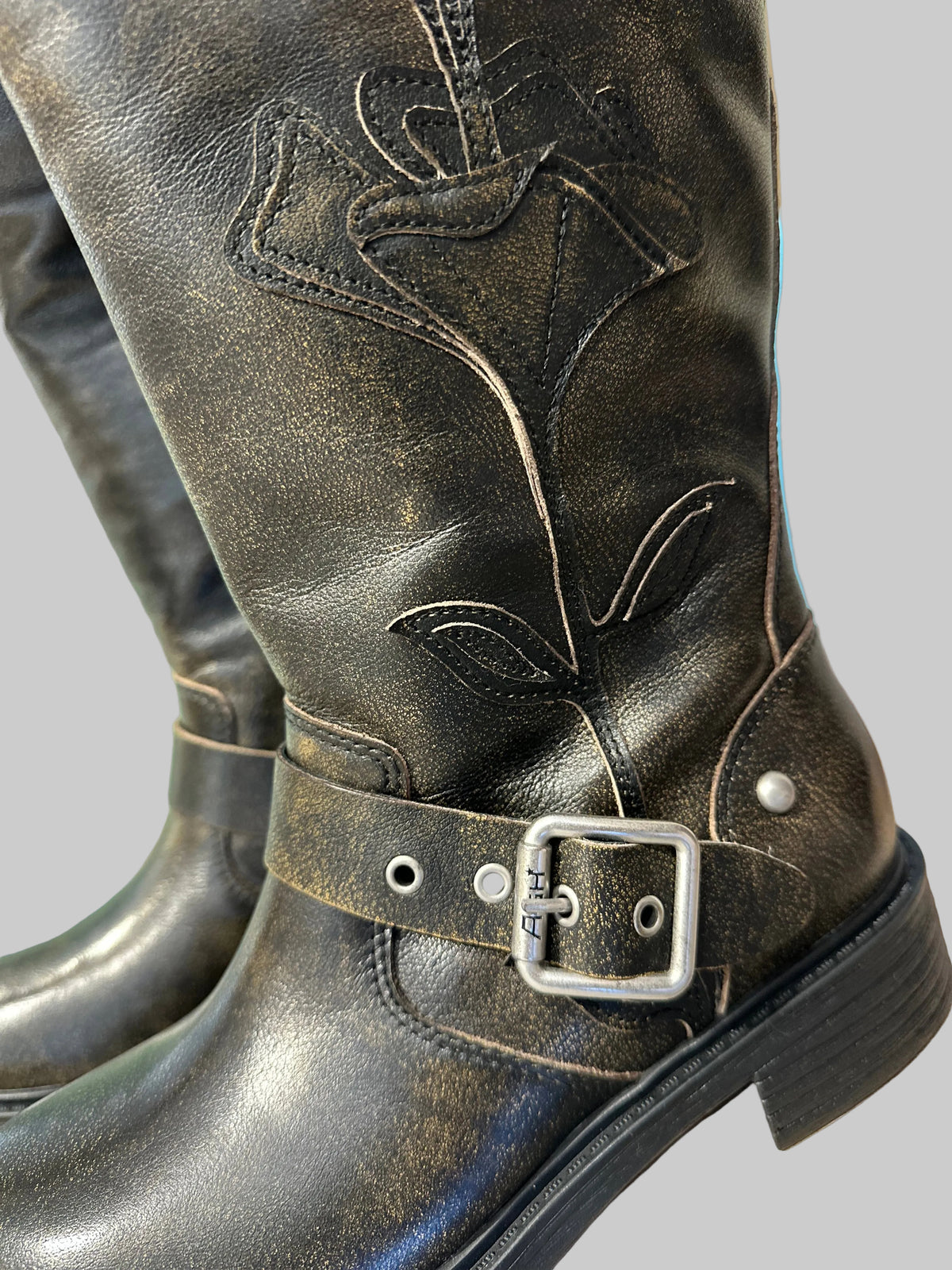 Stivale biker ricamato testa di moro Ash