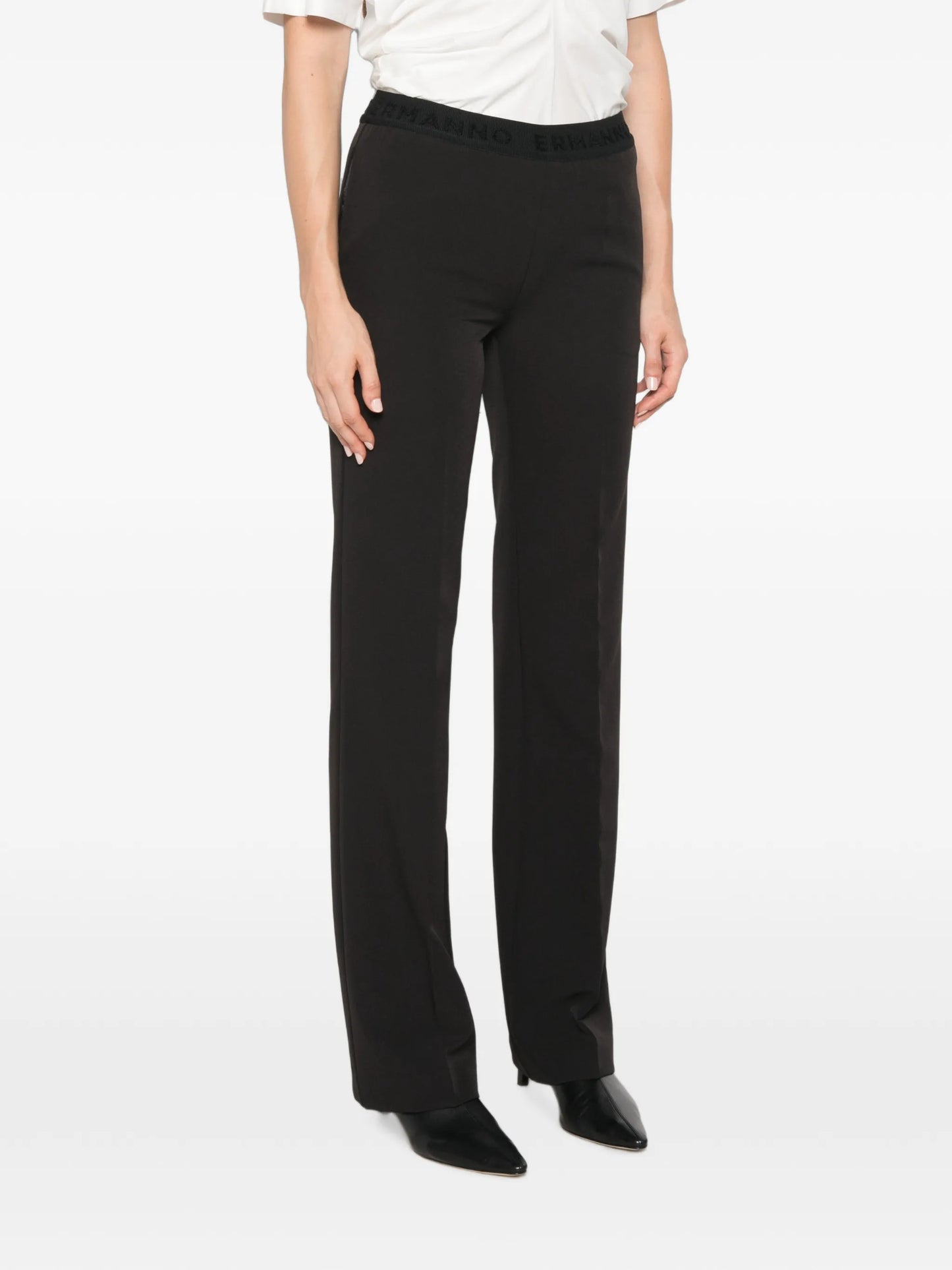 Pantalone stretch gamba dritta nero Ermanno