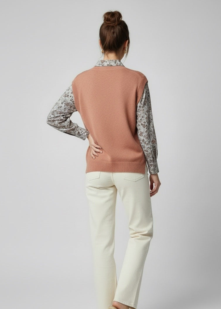 Gilet in maglia over rosa canyon