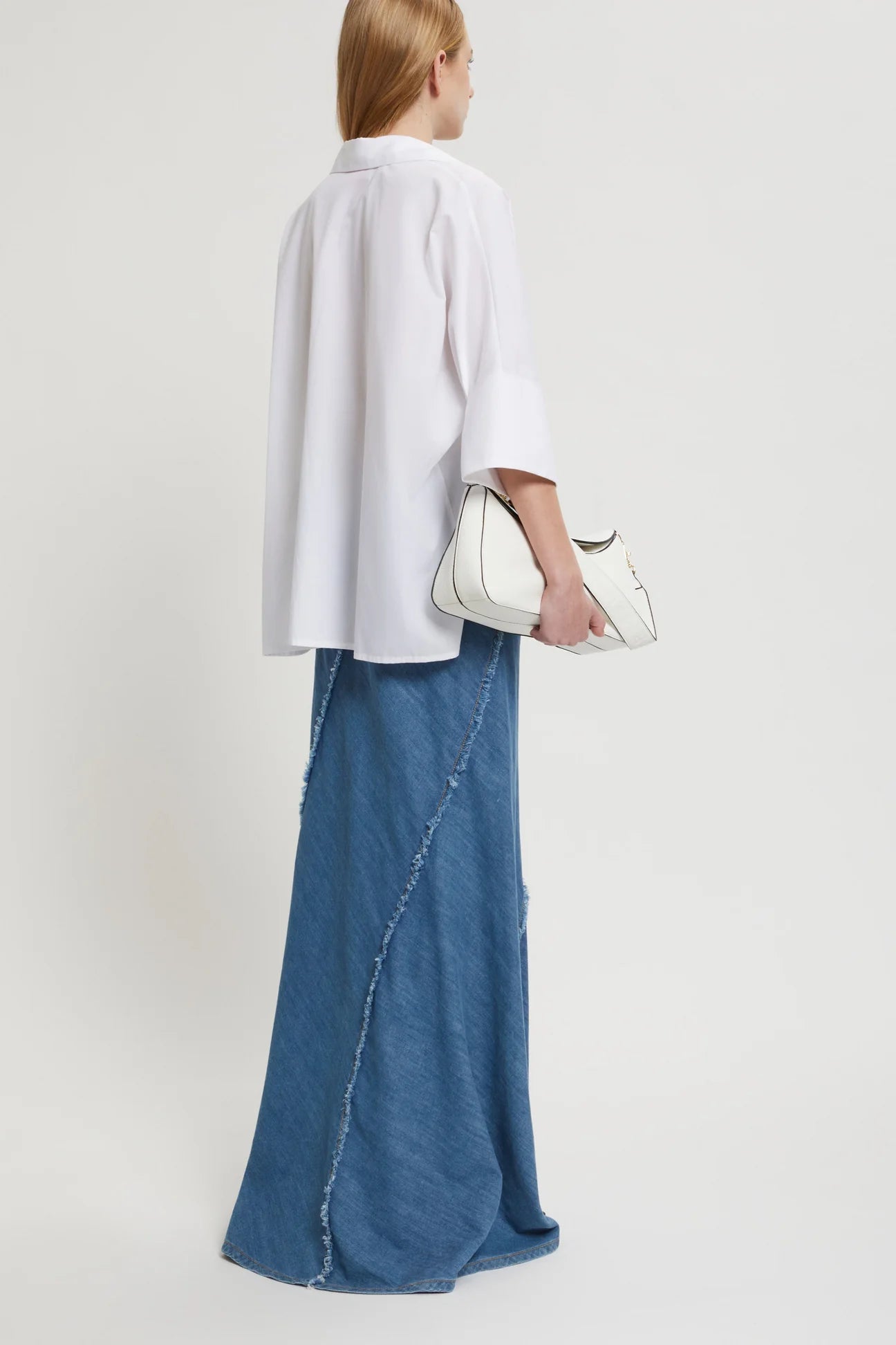 Gonna lunga jeans con pizzo