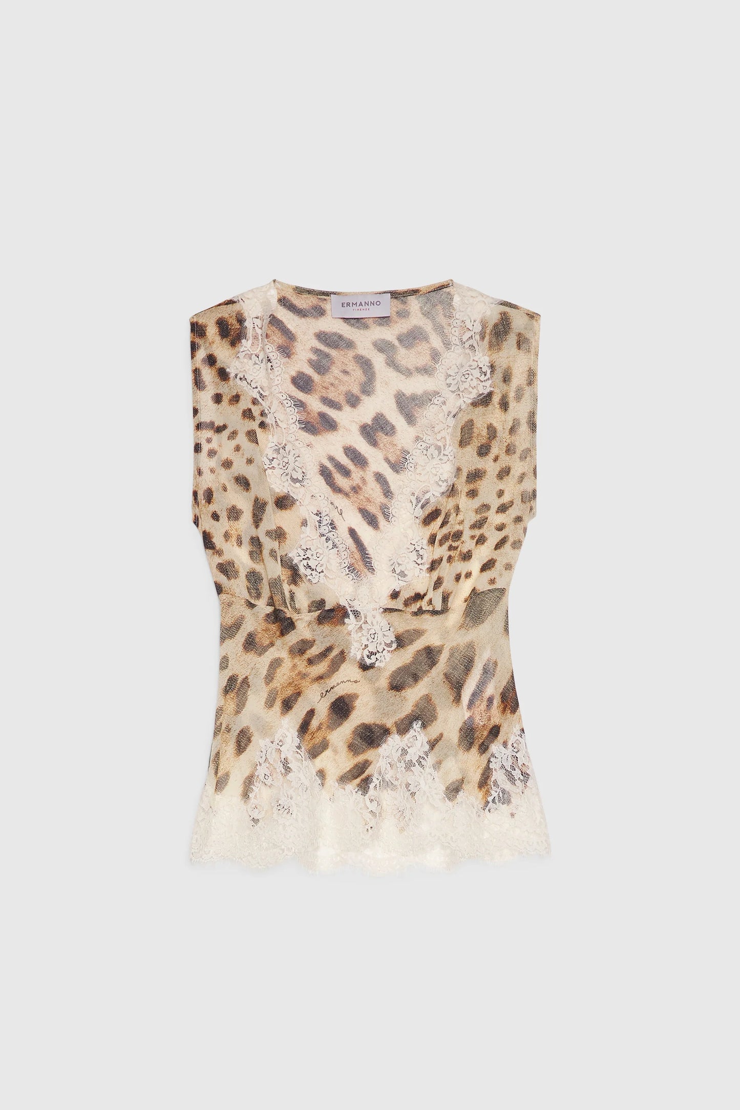 Top animalier con pizzo Ermanno