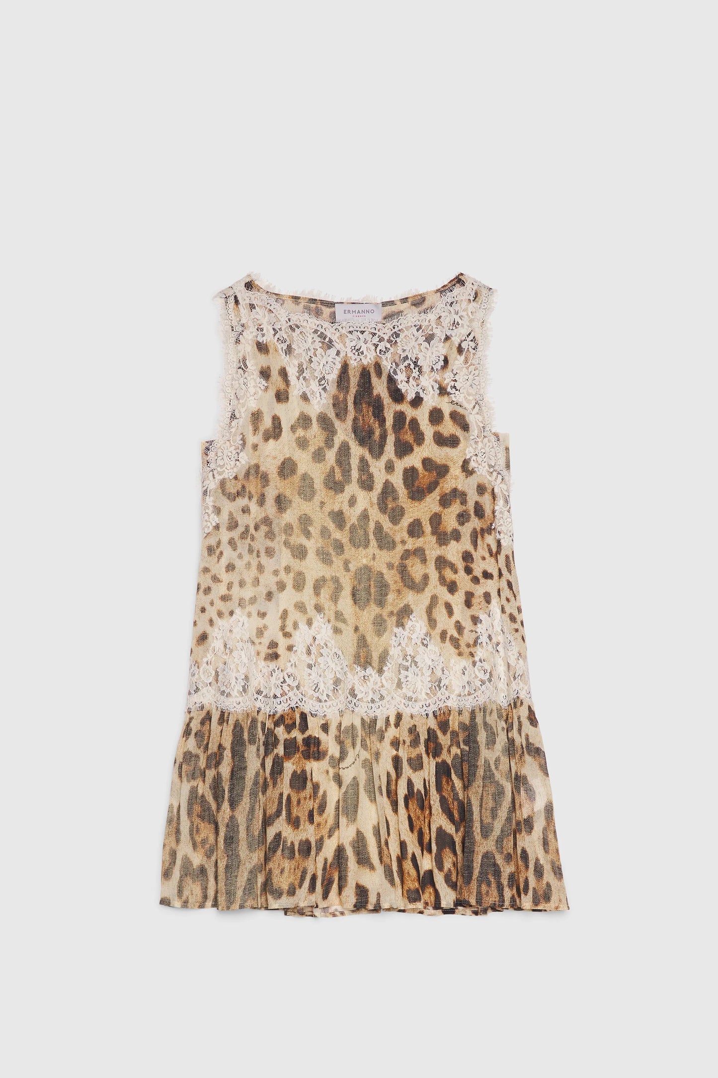 Vestito corto animalier con pizzo Ermanno
