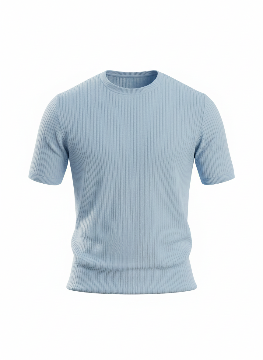 Maglia girocollo azzurro rigata Ammond