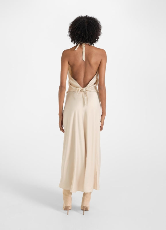 Gonna longuette raso avorio Juvia