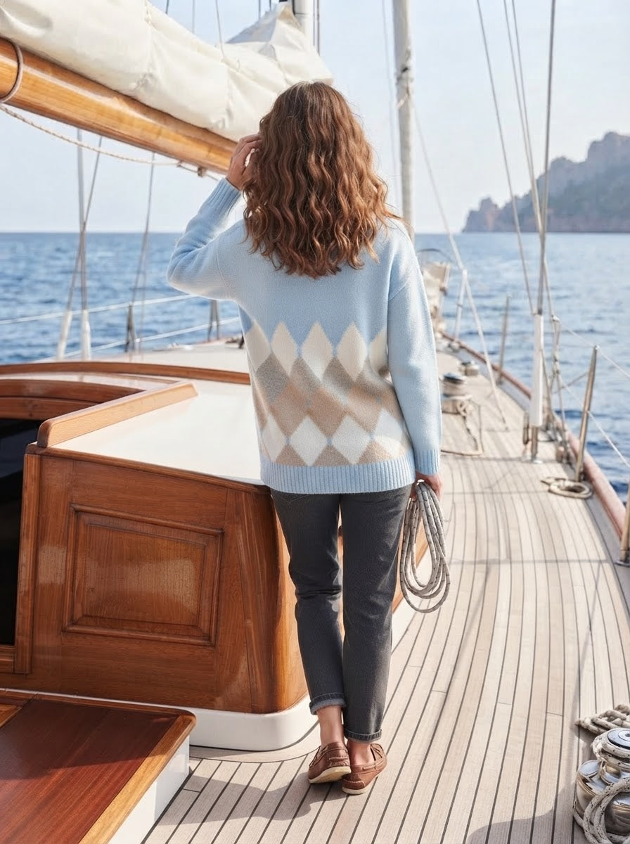 Pull over argyle cashmere azzurro Ballantyne