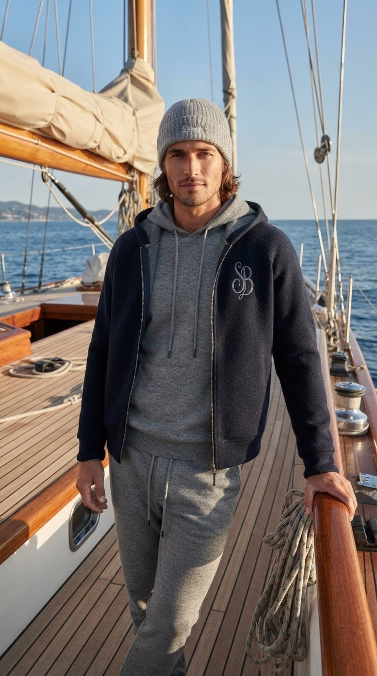Maglione con cappuccio in lana grigio Saint Barth