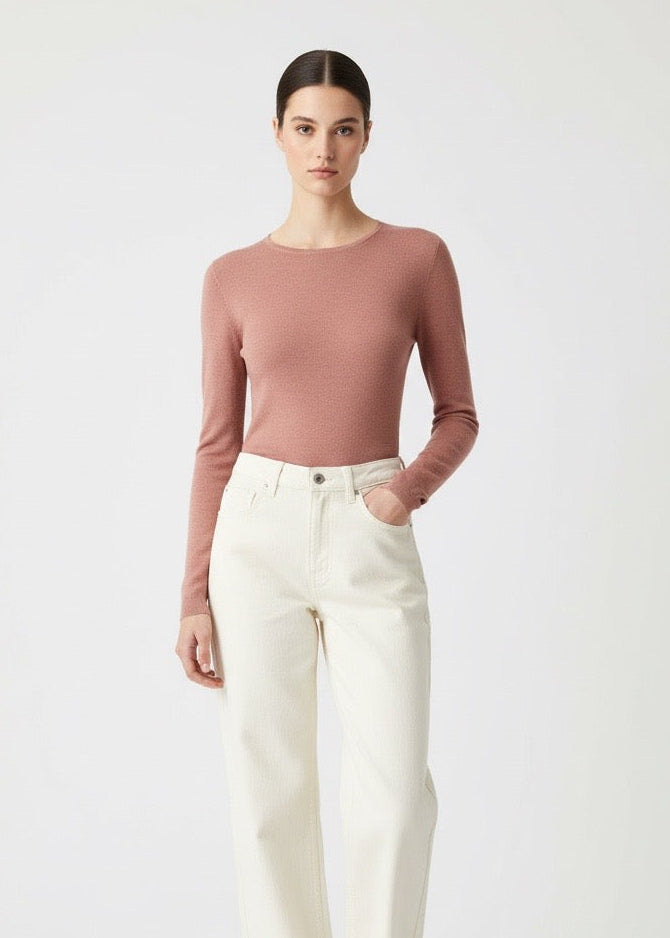 Maglia girocollo rosa canyon