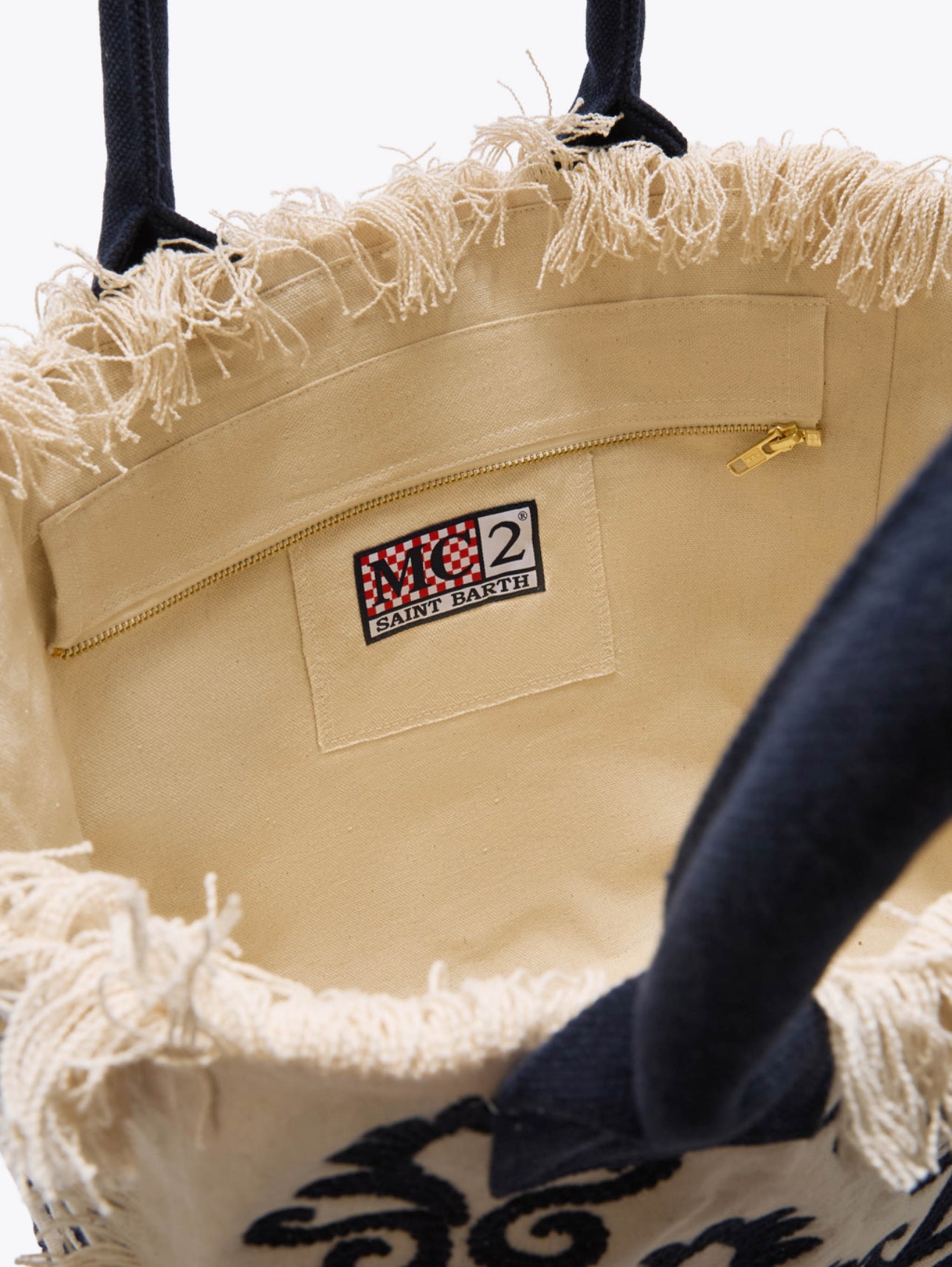 Borsa Vanity bianco blu in canvas Saint Barth