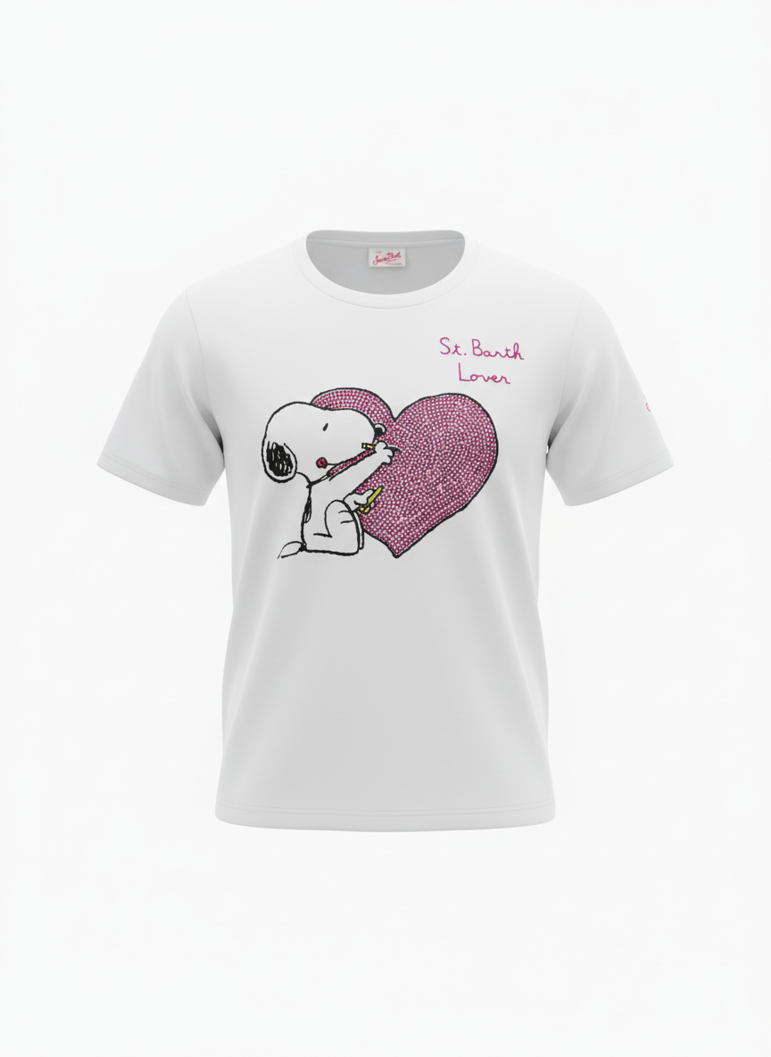 T-shirt Snoopy strass cuore st.barth