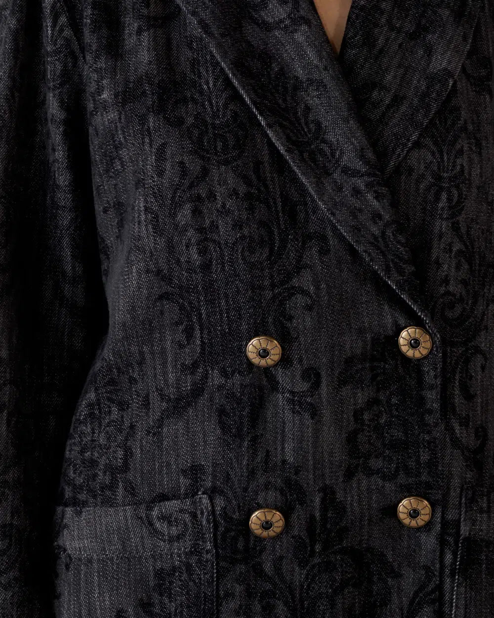 Giacca black denim over con stampa