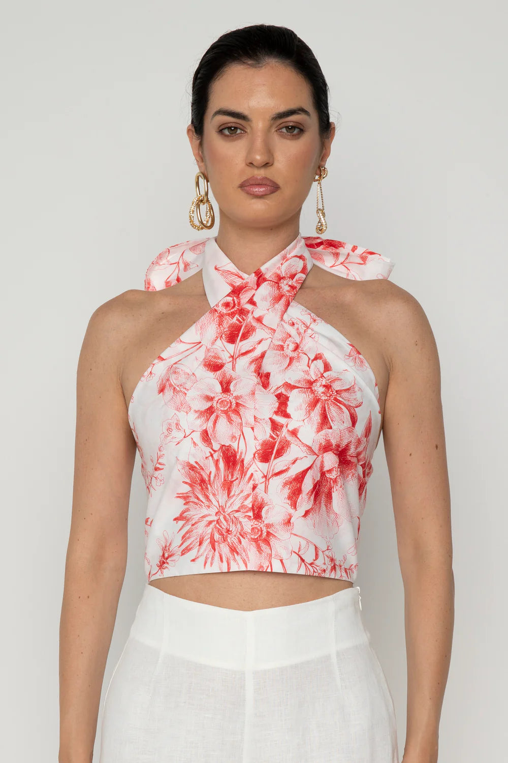 Top coriandolo fiori rossi