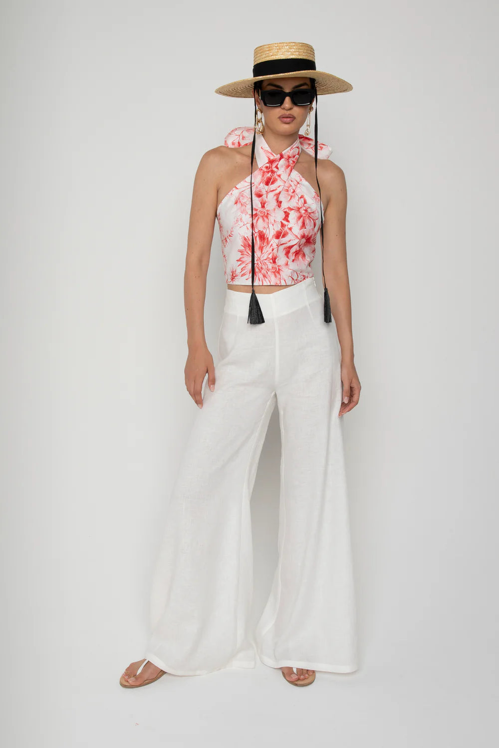 Top coriandolo fiori rossi