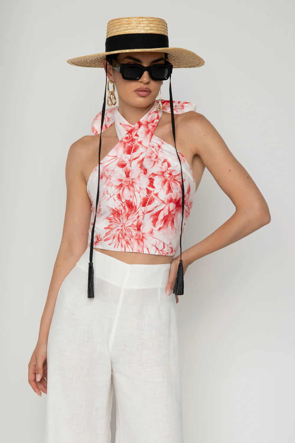 Top coriandolo fiori rossi