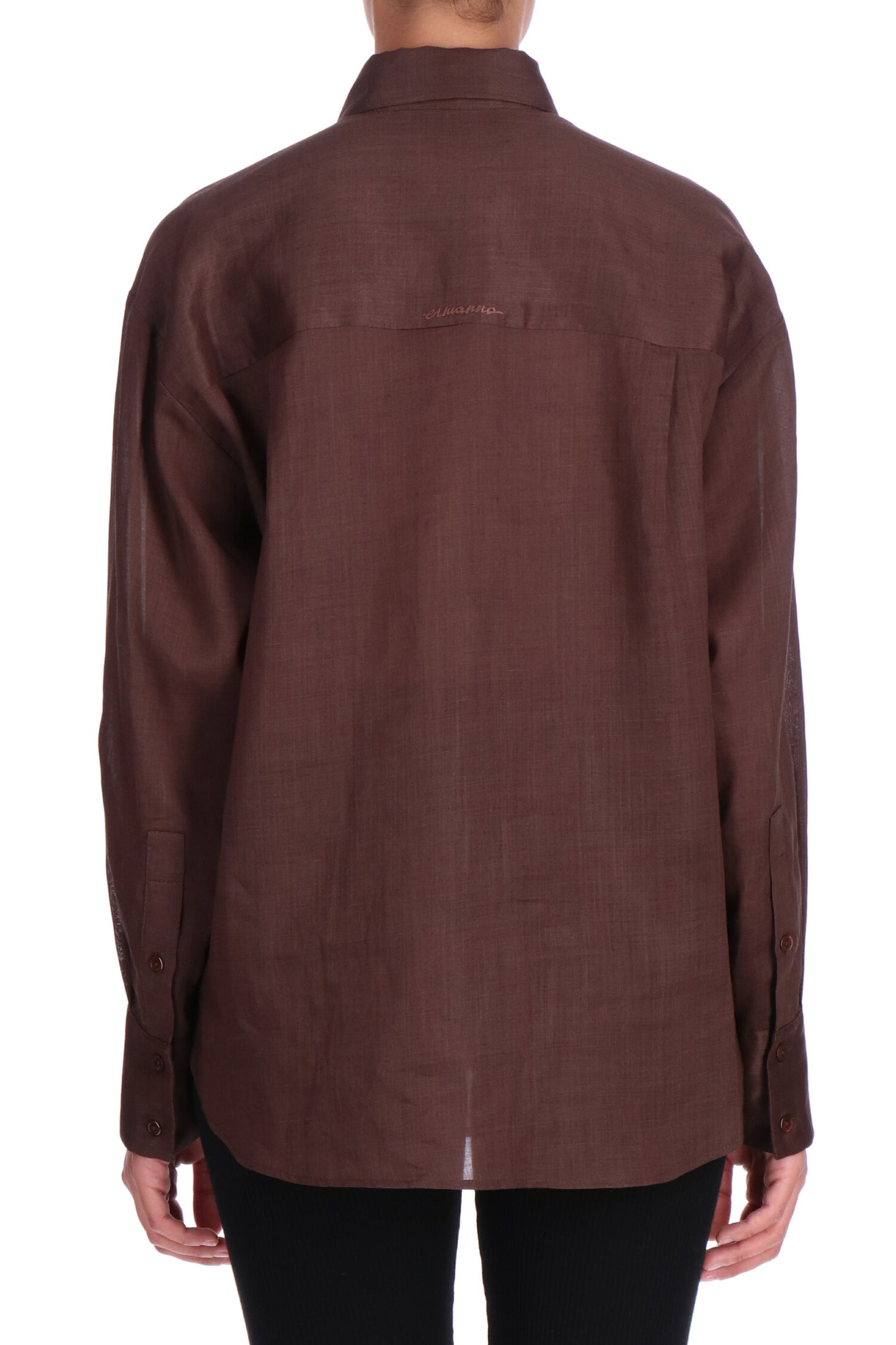 Camicia in voile cioccolato Ermanno