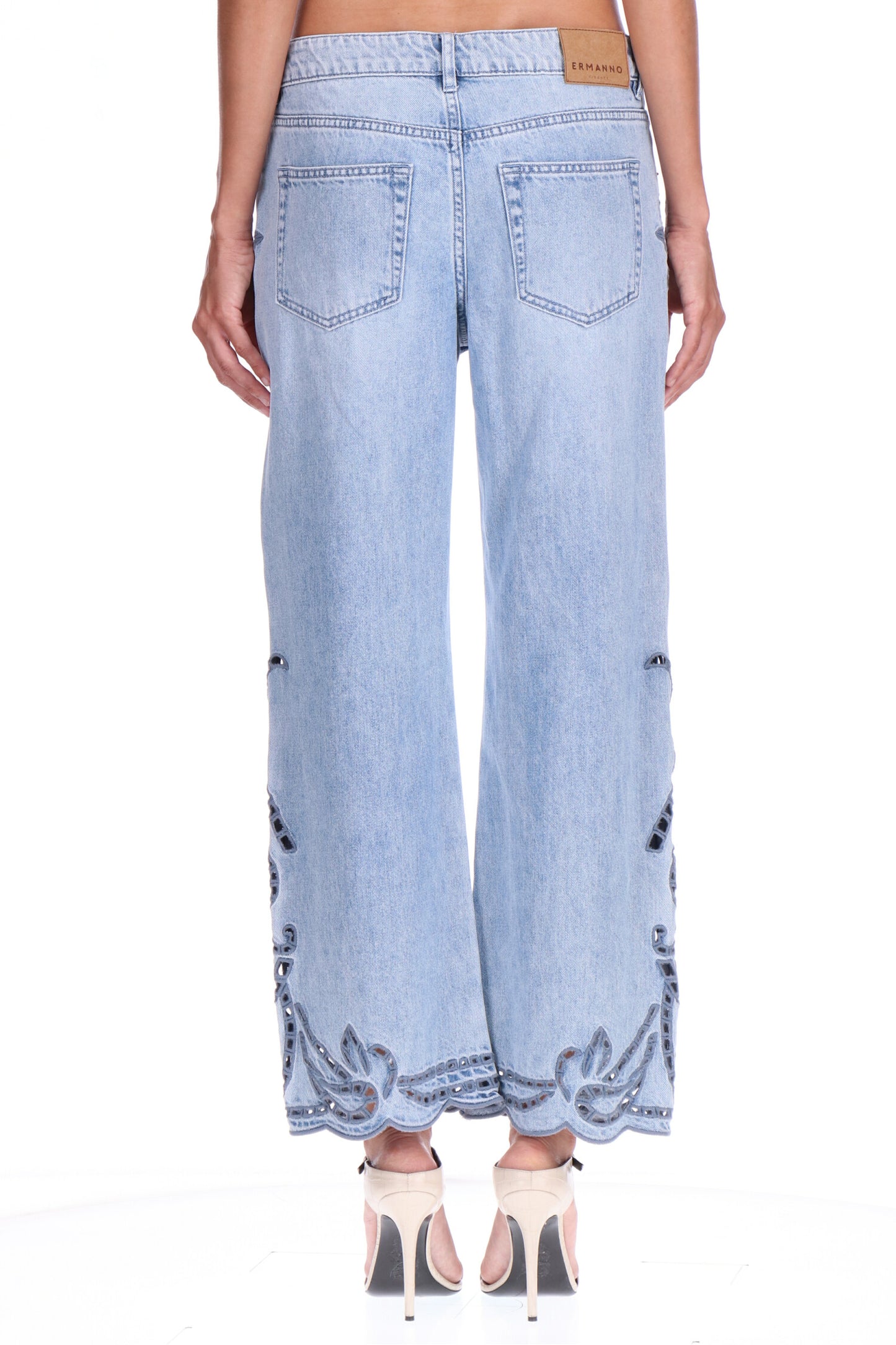 Jeans denim vintage ricamato Ermanno