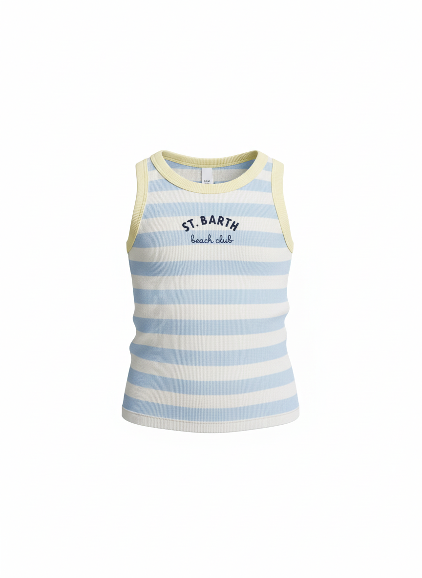 Crop Top costine bianco azzurro MC2