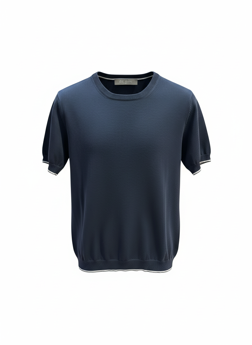 T-shirt Giro basic Blu