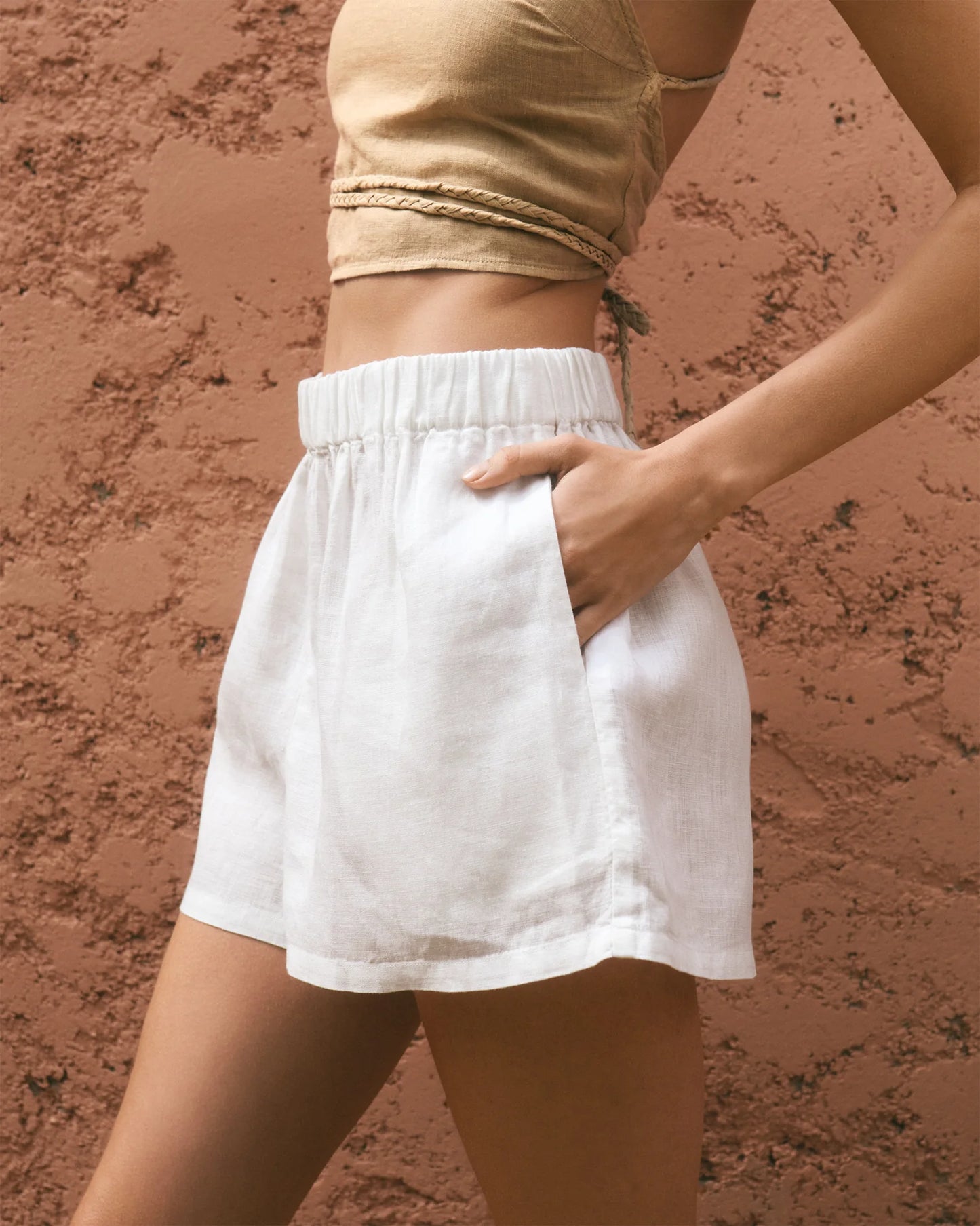 Short lino Manebì menta bianco