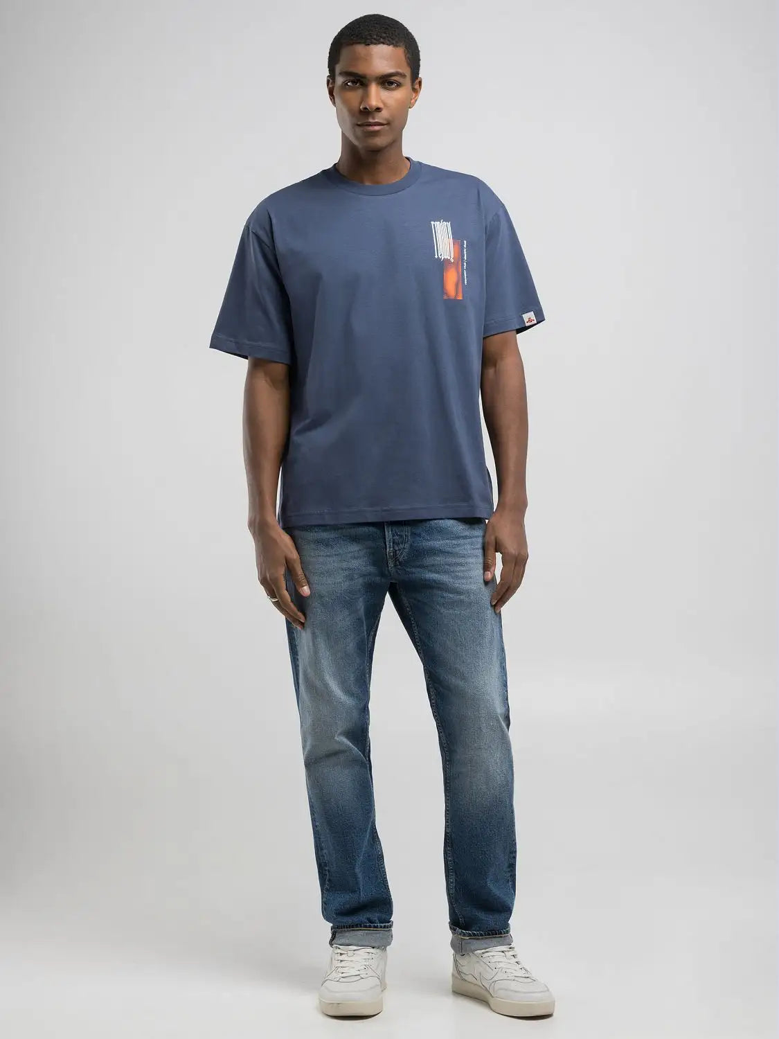 T-shirt stampa blu Replay