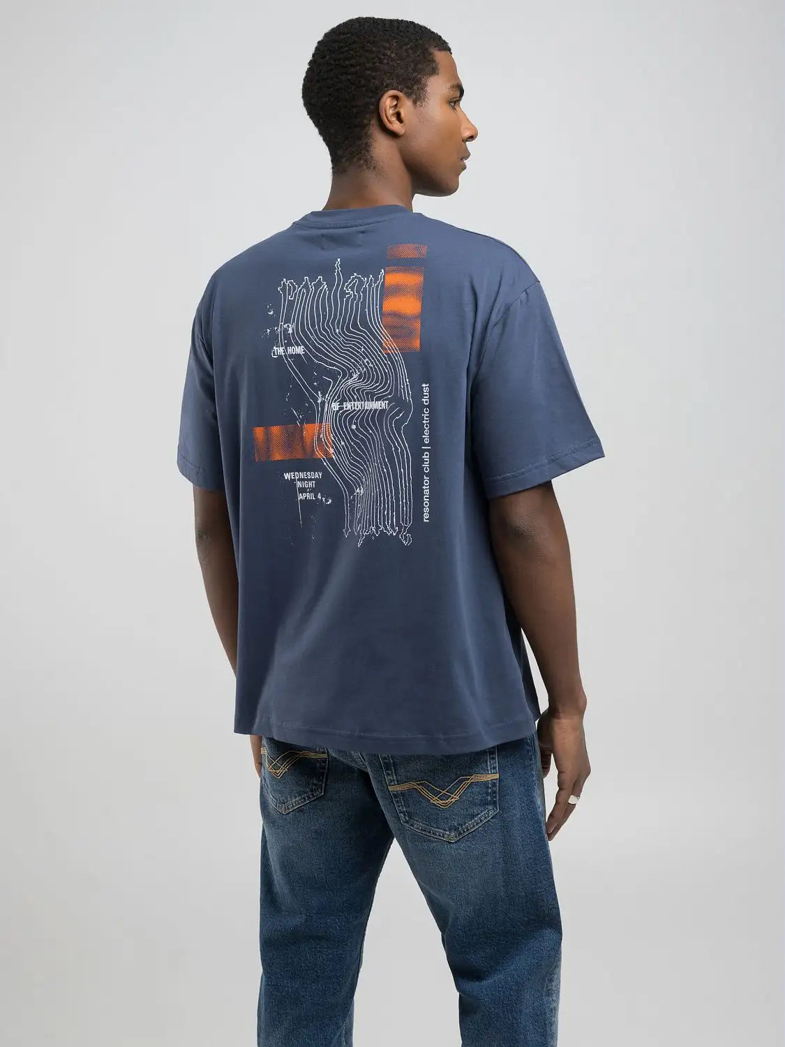 T-shirt stampa blu Replay