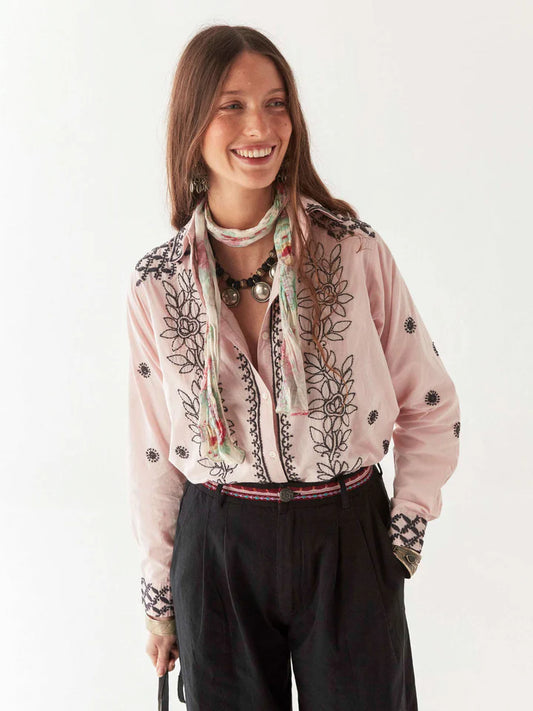 Camicia rosa con ricami Ganges