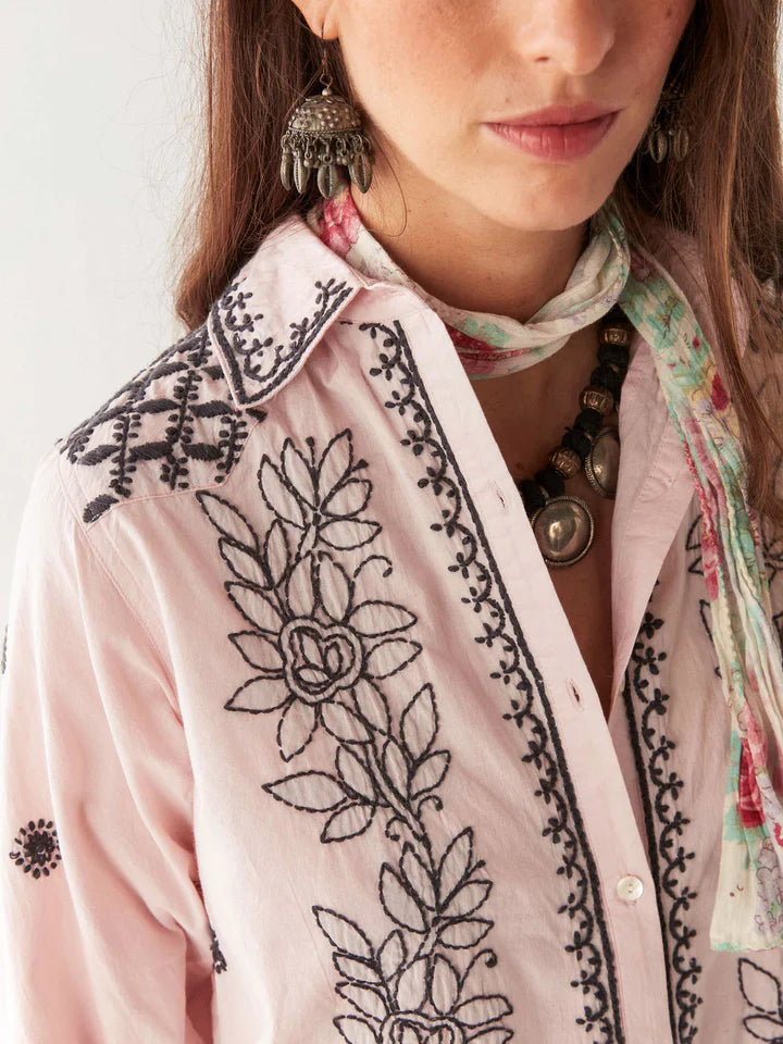 Camicia rosa con ricami Ganges