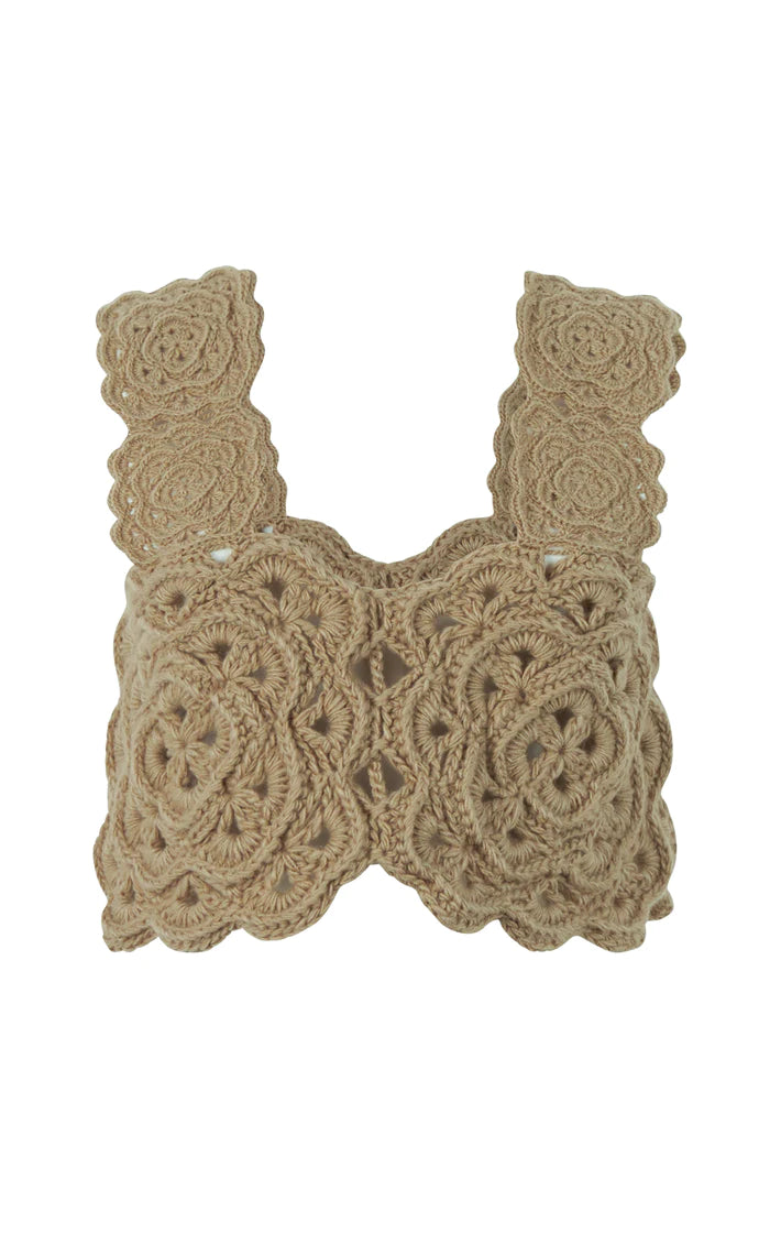 Top crochet beige