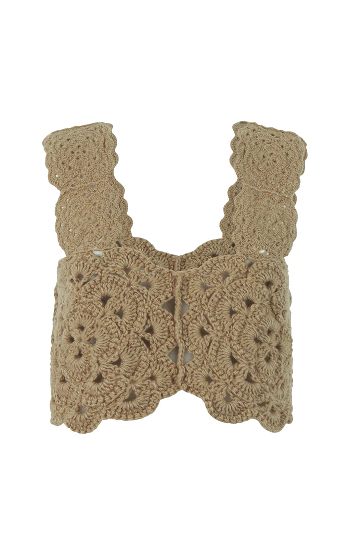 Top crochet beige