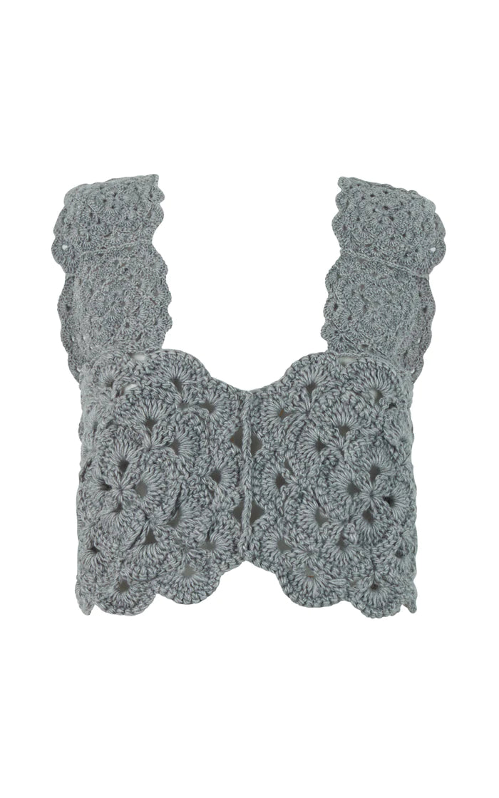 Top crochet grigio