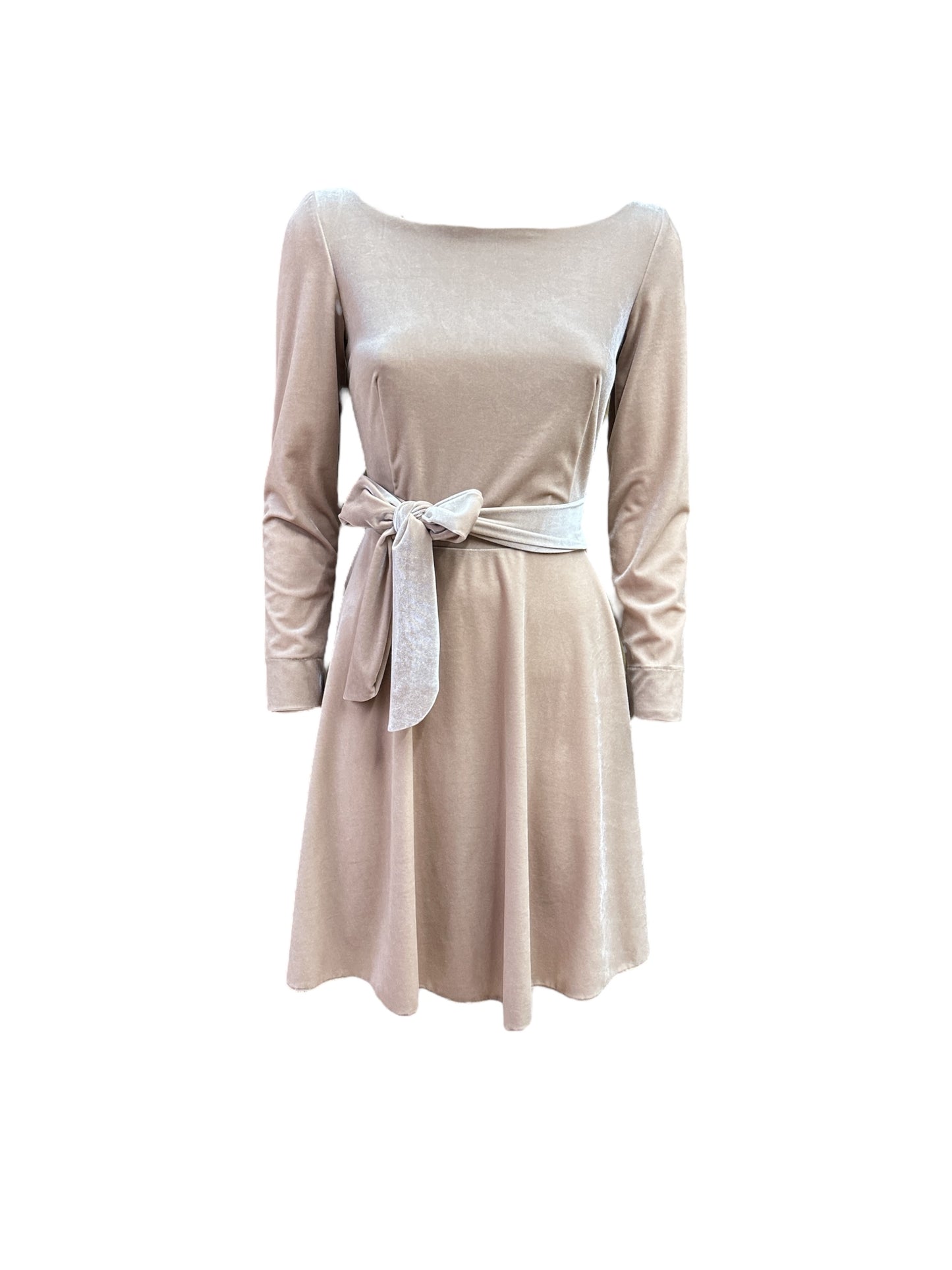 Abito corto semiruota velvet champagne