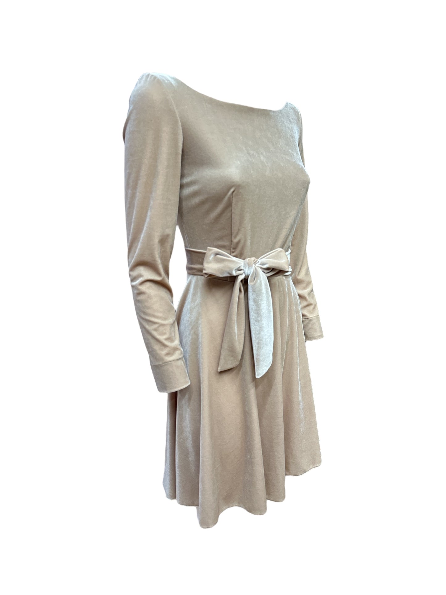 Abito corto semiruota velvet champagne