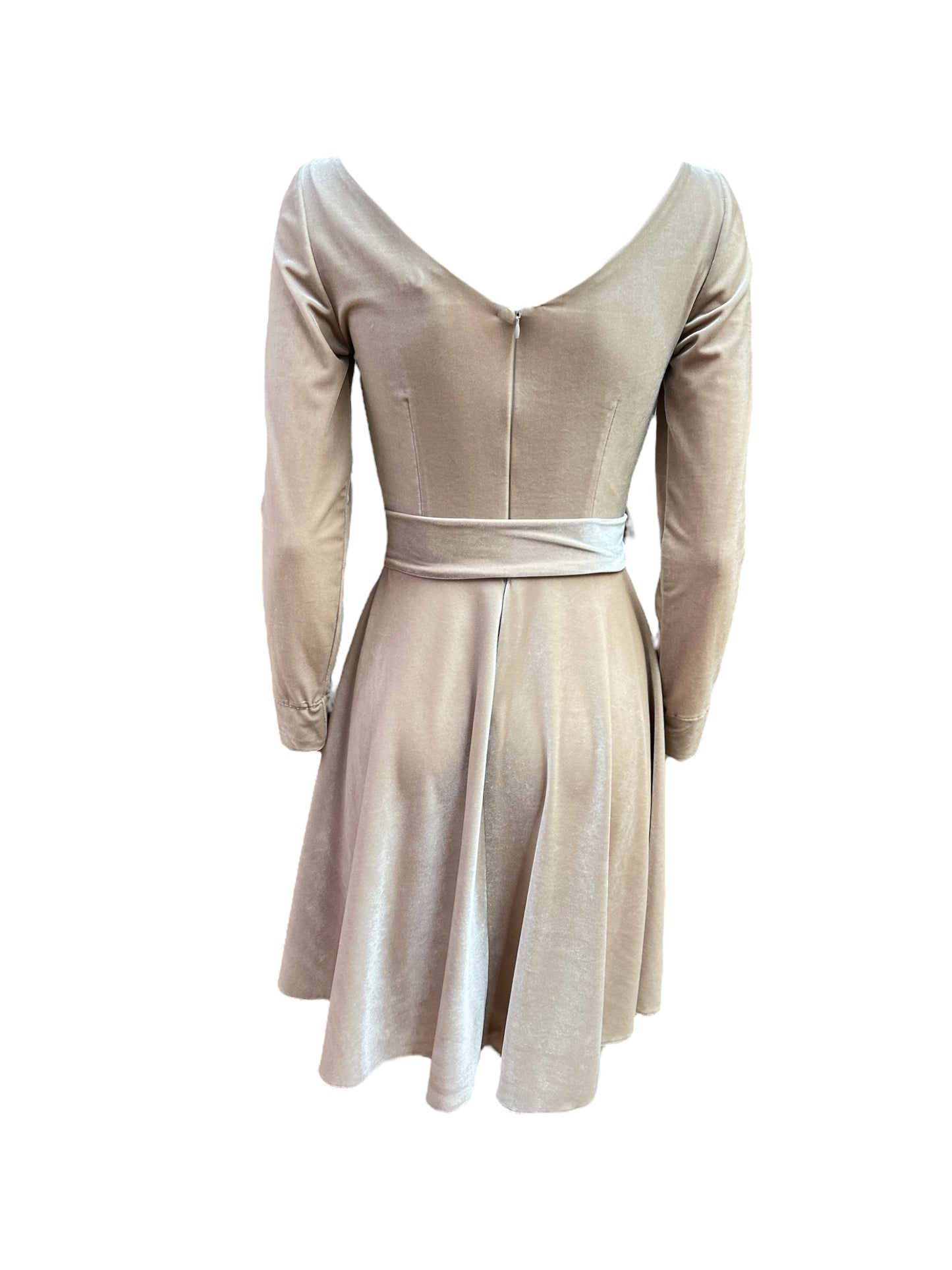 Abito corto semiruota velvet champagne