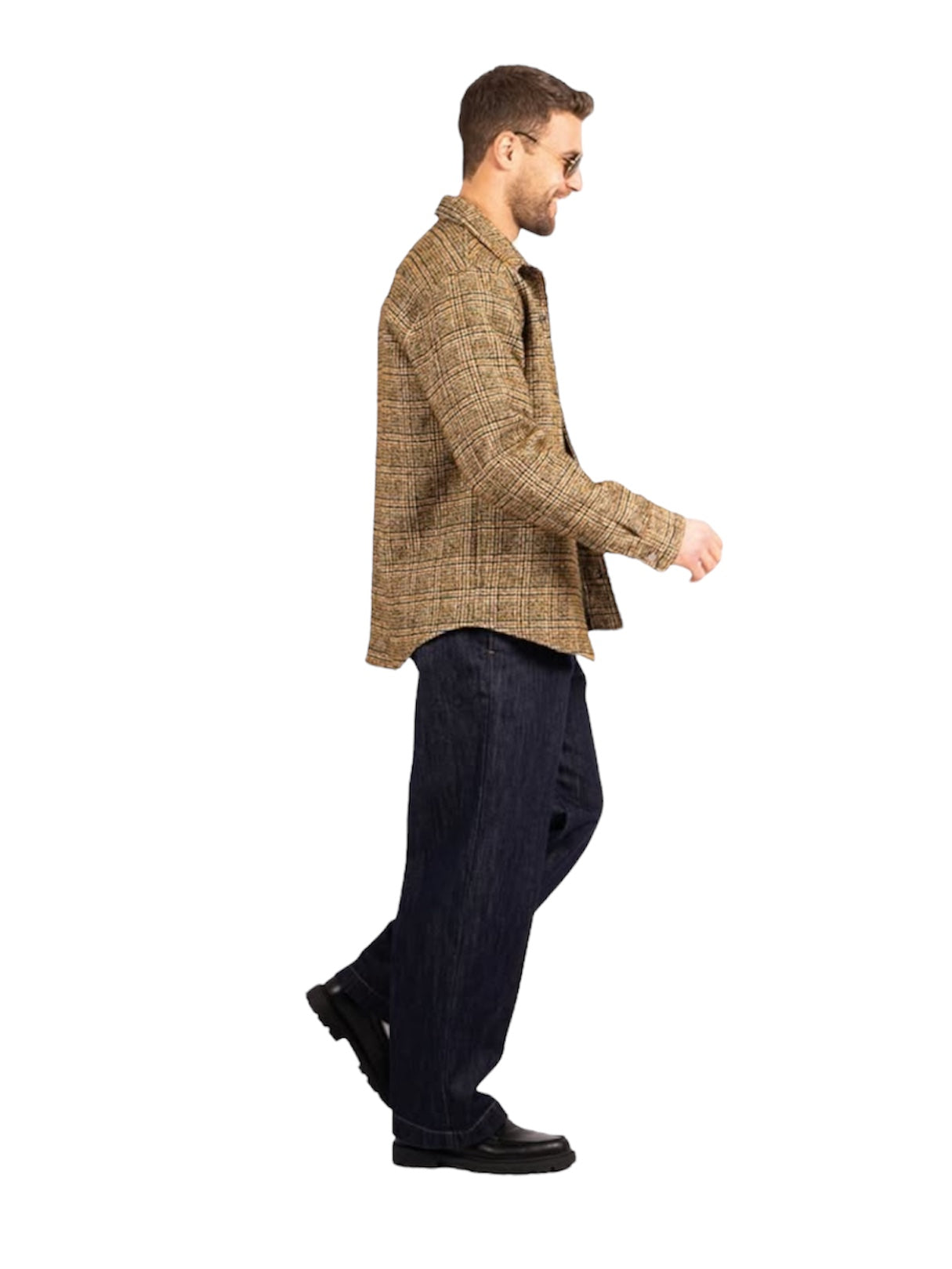Overshirt in tweed di lana verde