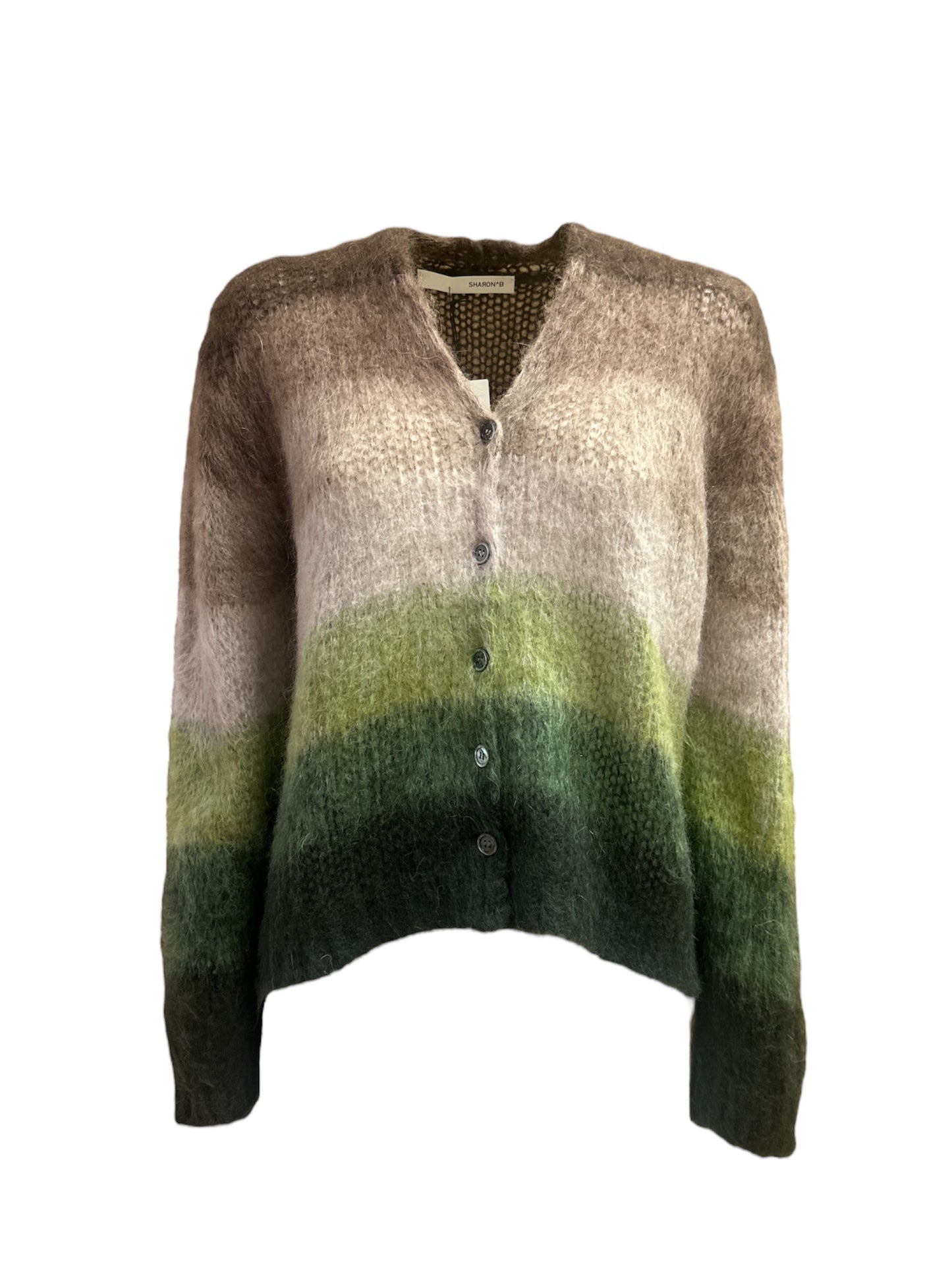 Cardigan a righe marrone-verde