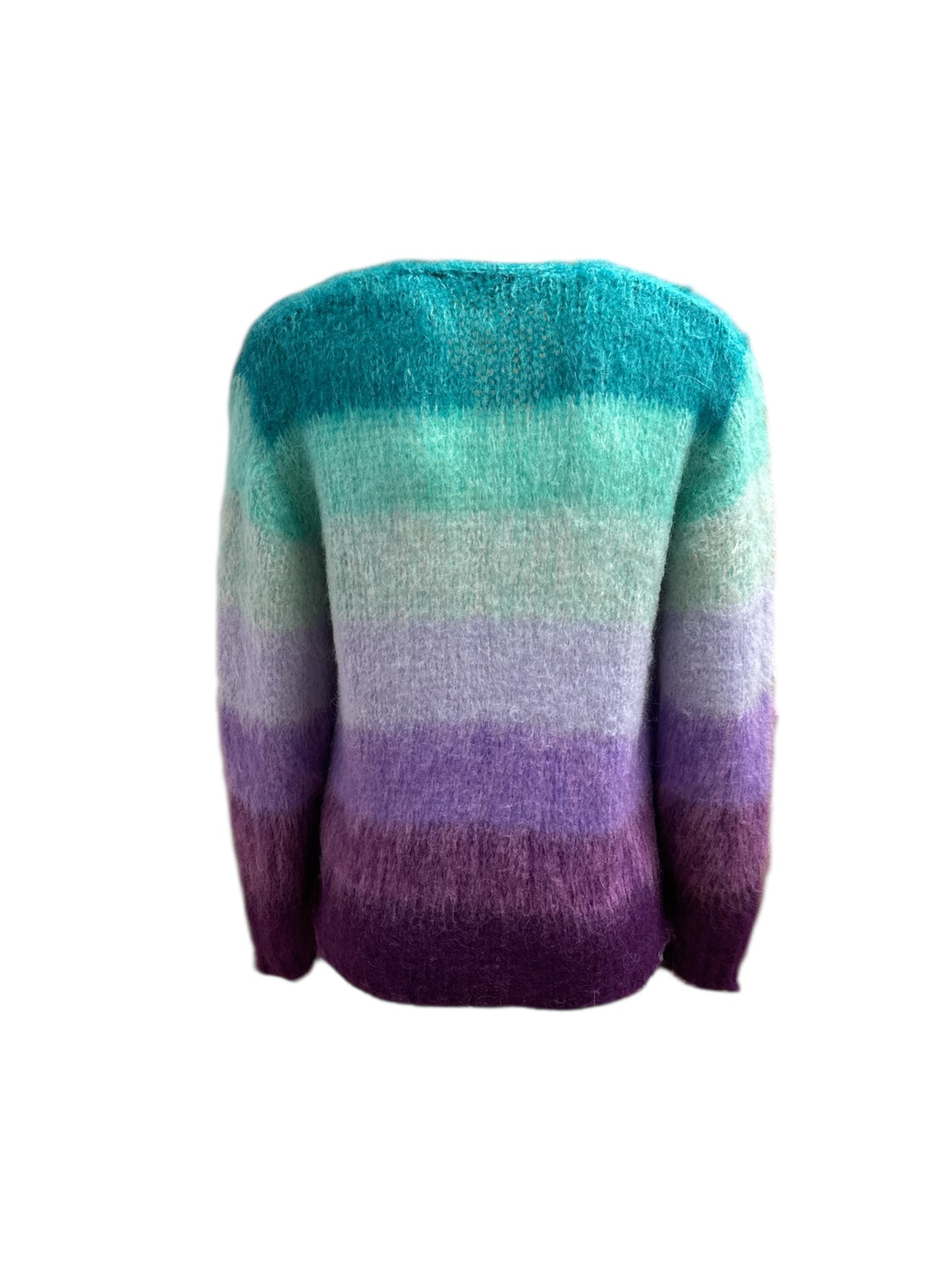 Cardigan a righe lilla-acquamarina