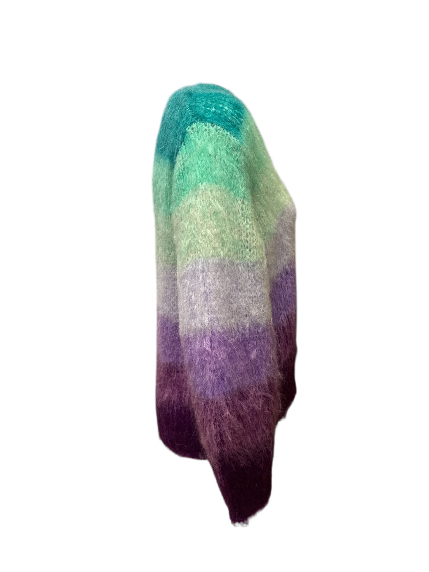 Cardigan a righe lilla-acquamarina