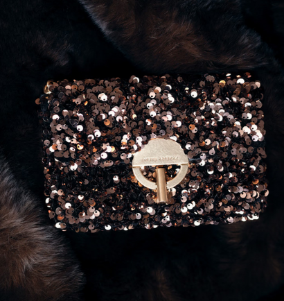 Borsa paillettes marron glasse