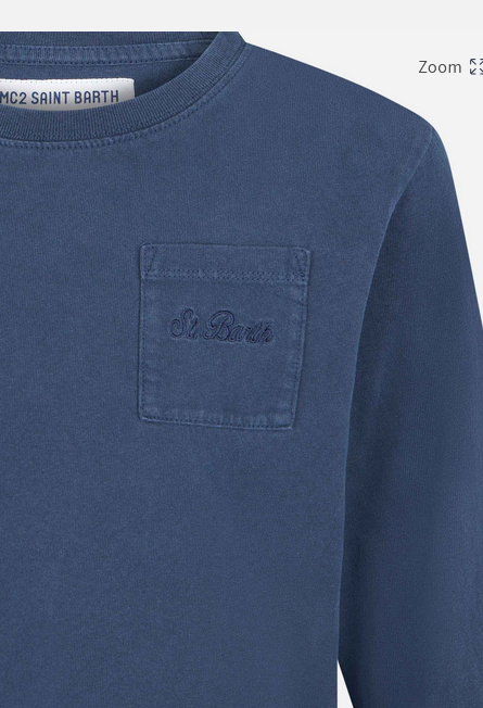 T-shirt con taschino blu vintage