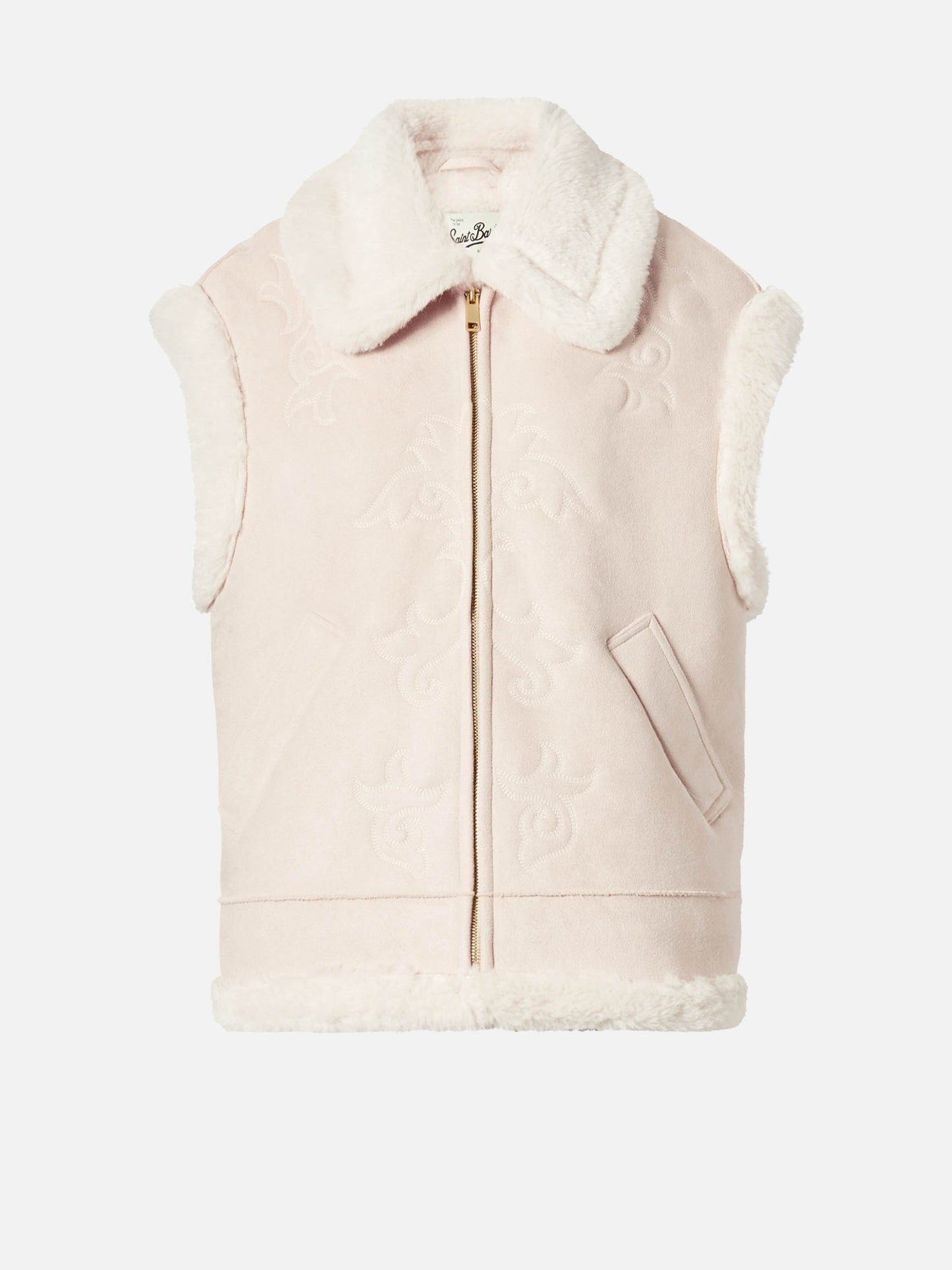 Gilet Saint Barth in eco montone con ricamo