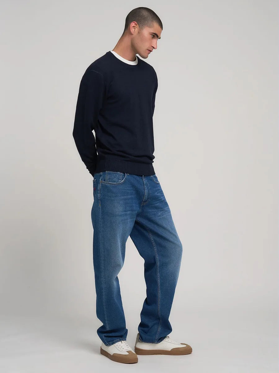 Pullover Replay blu in misto lana