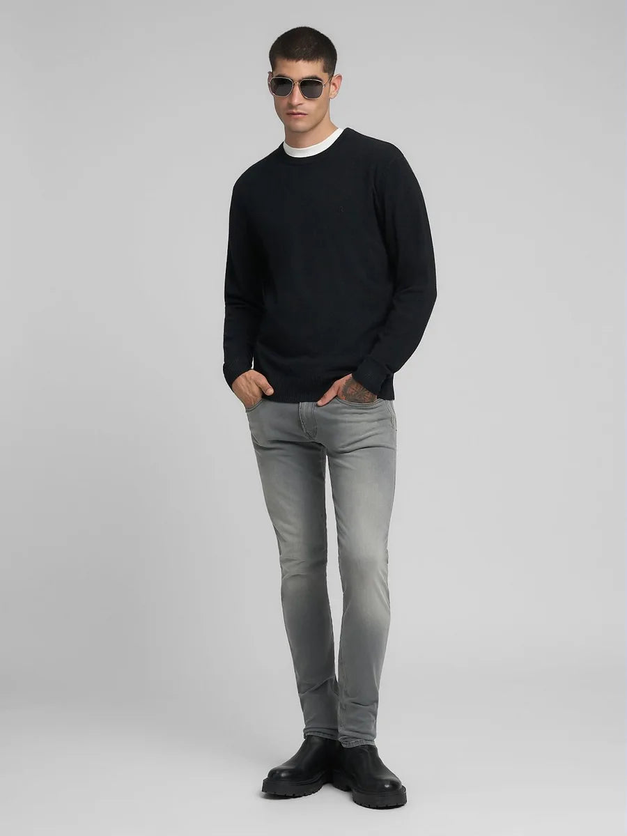 Pullover Replay nero in misto lana