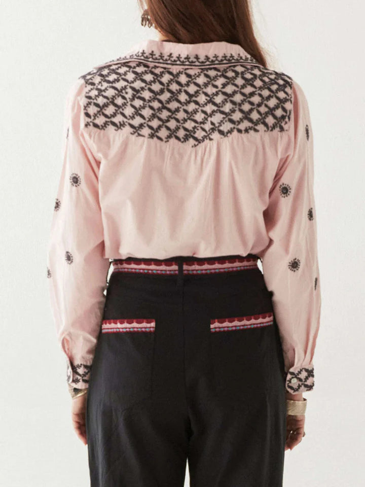 Camicia rosa con ricami Ganges