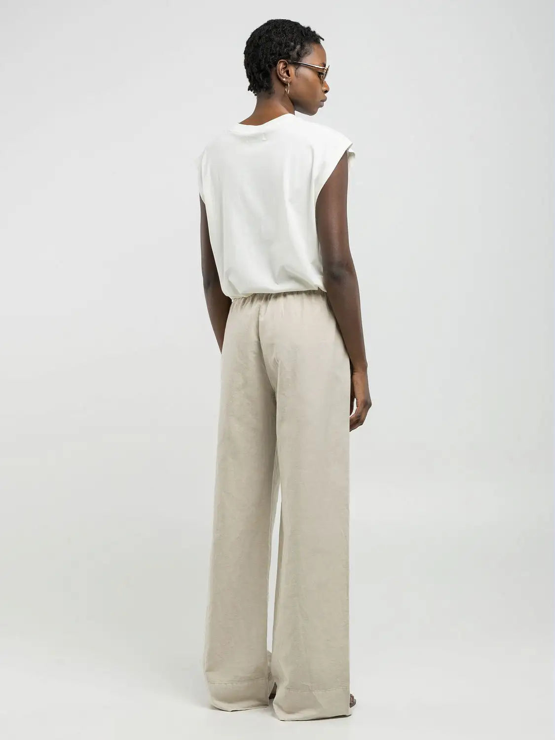 Jogger in cotone e lino avorio Replay