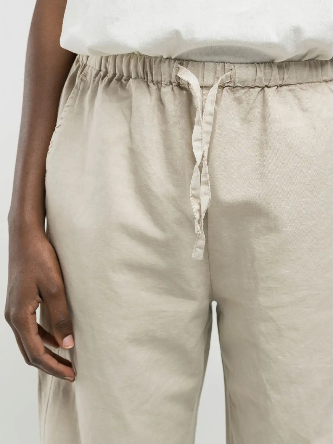 Jogger in cotone e lino avorio Replay