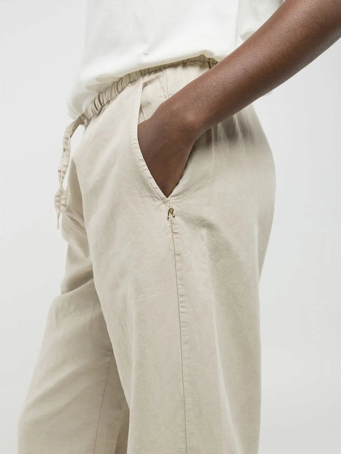 Jogger in cotone e lino avorio Replay