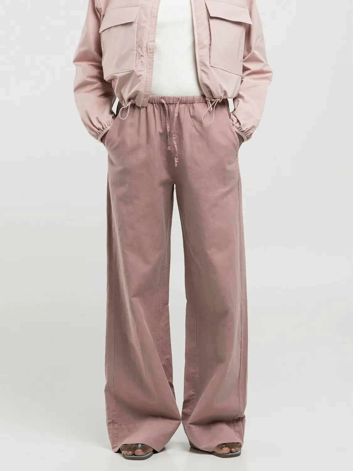 Jogger in cotone e lino rosa Replay