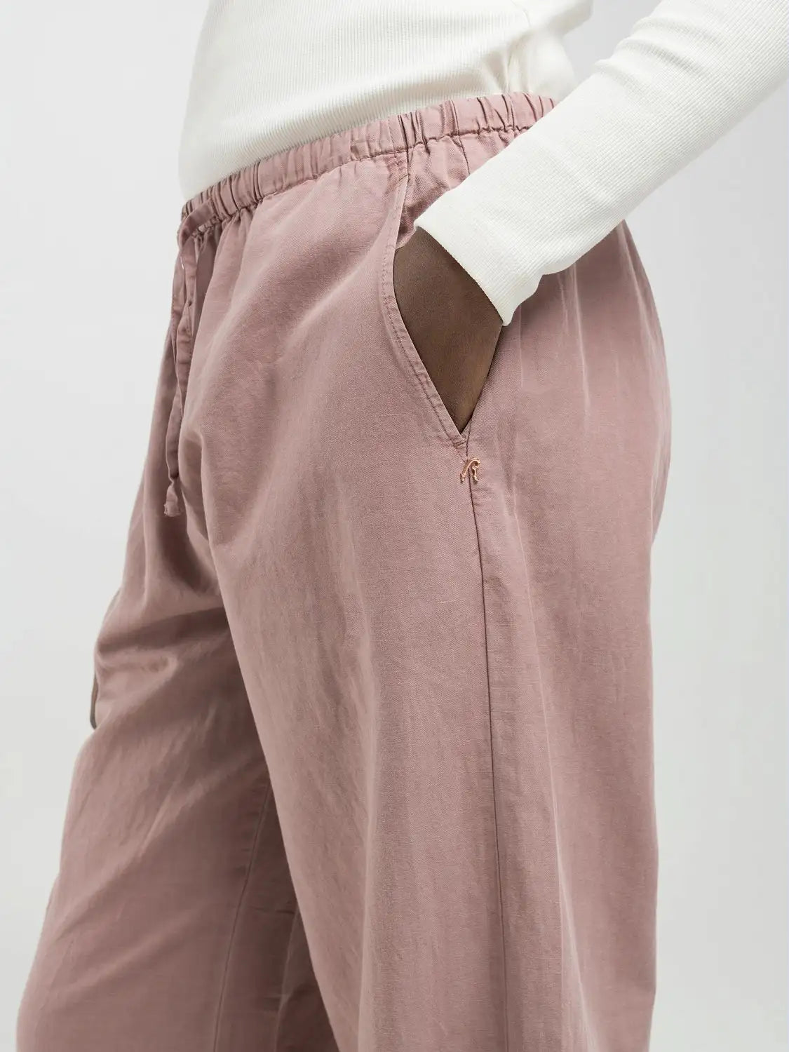 Jogger in cotone e lino rosa Replay