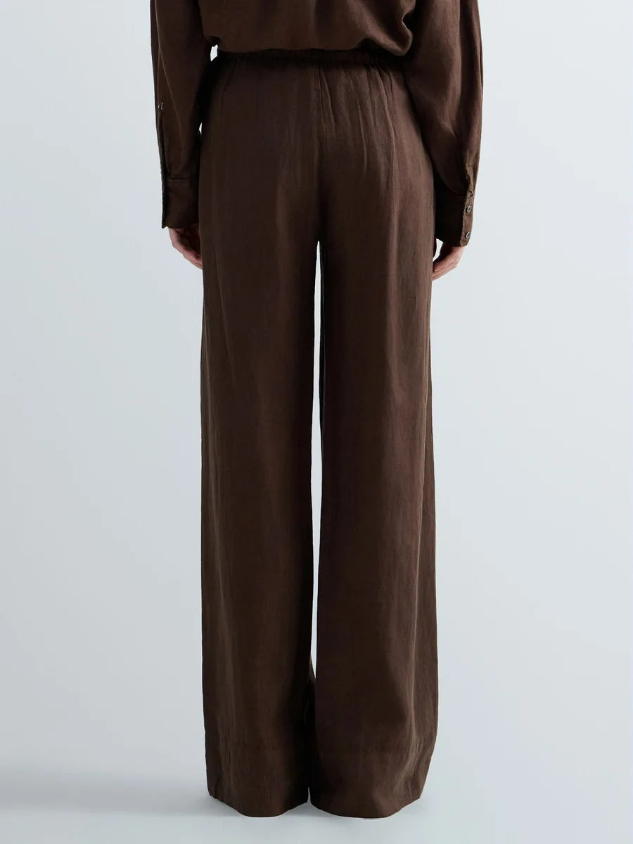 Pantaloni over in lino Replay cioccolato