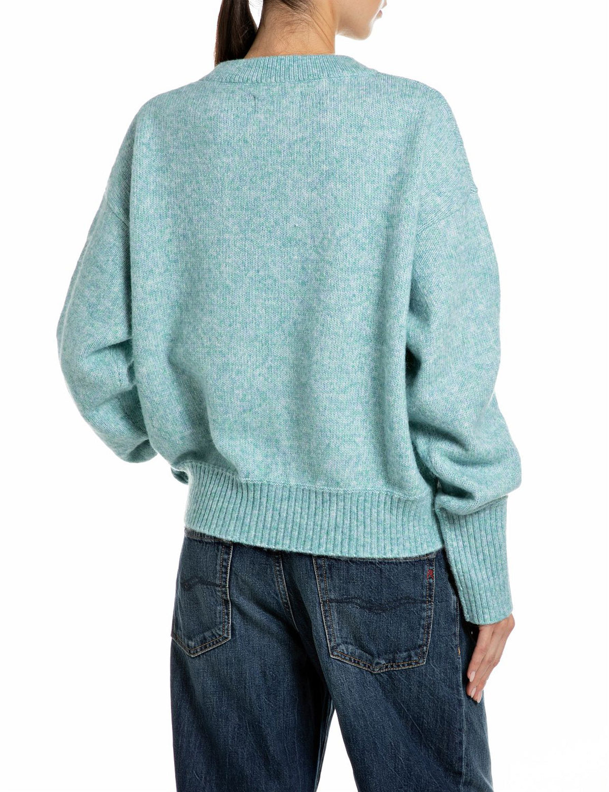 Maglia girocollo acquamarina melange Replay