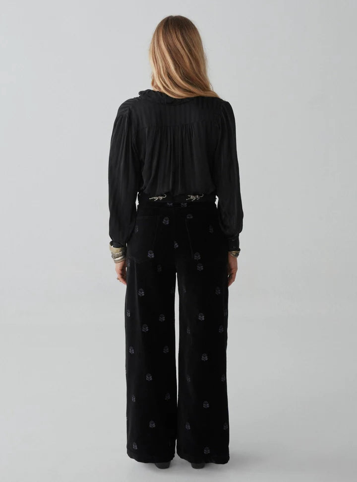 Pantalone velluto ricamato